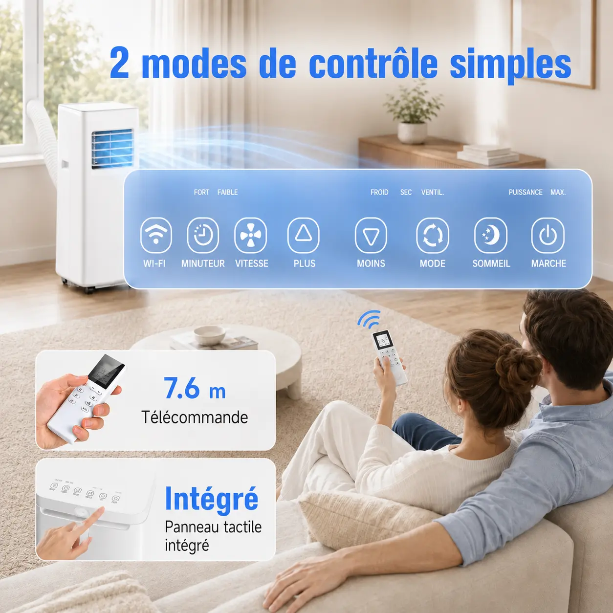 Portable air conditioner with 360° swivel caster wheels — image 4